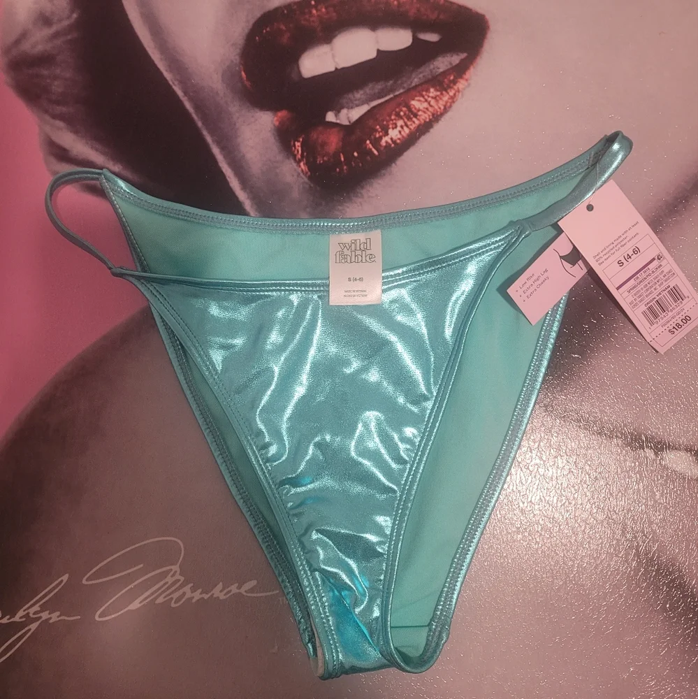 Teal Metalic Foil LOOK- High Leg Bikini Bottom- Mult Sizes